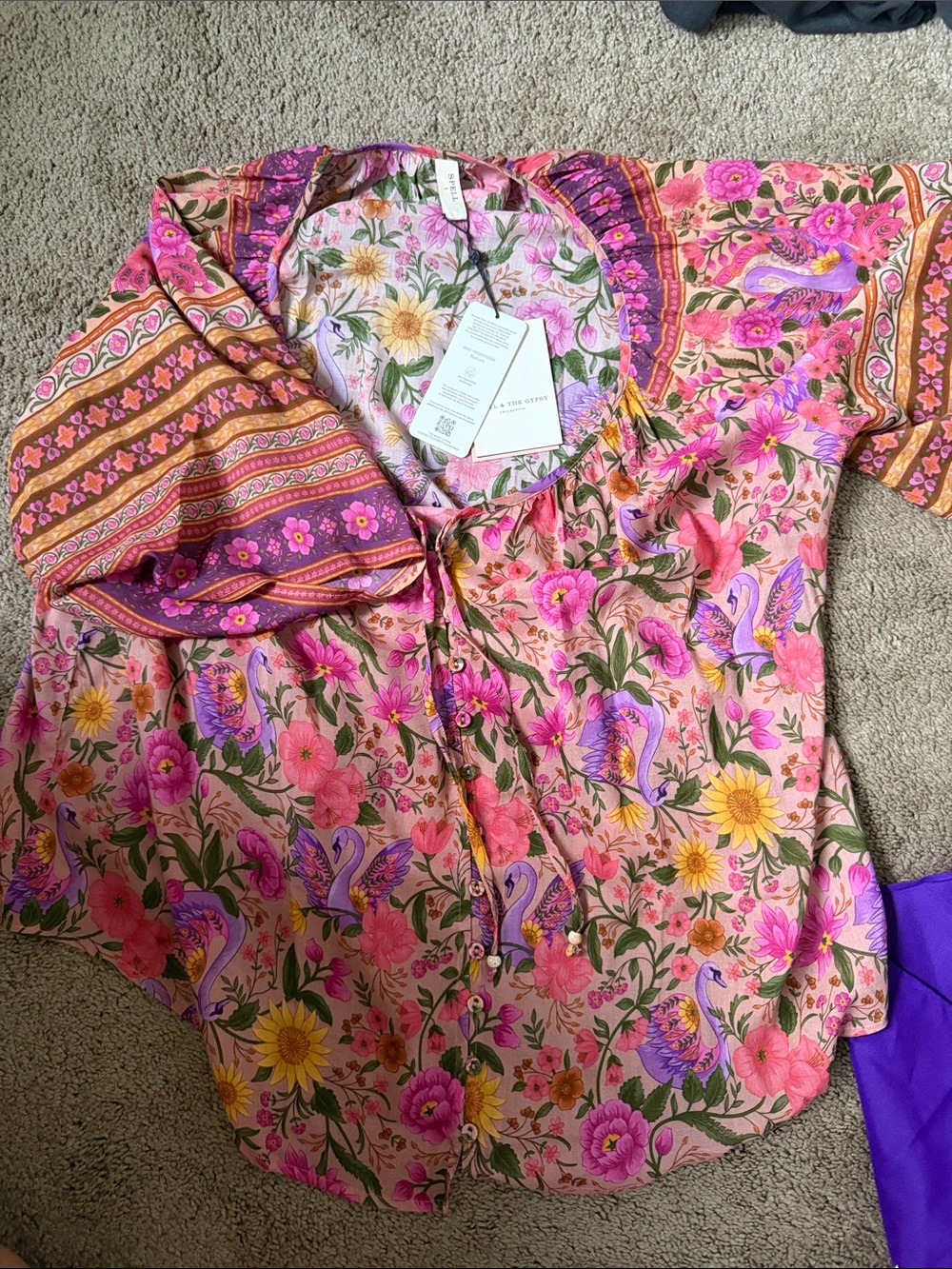 Spell vintageia swan lake blouse  small NWOT